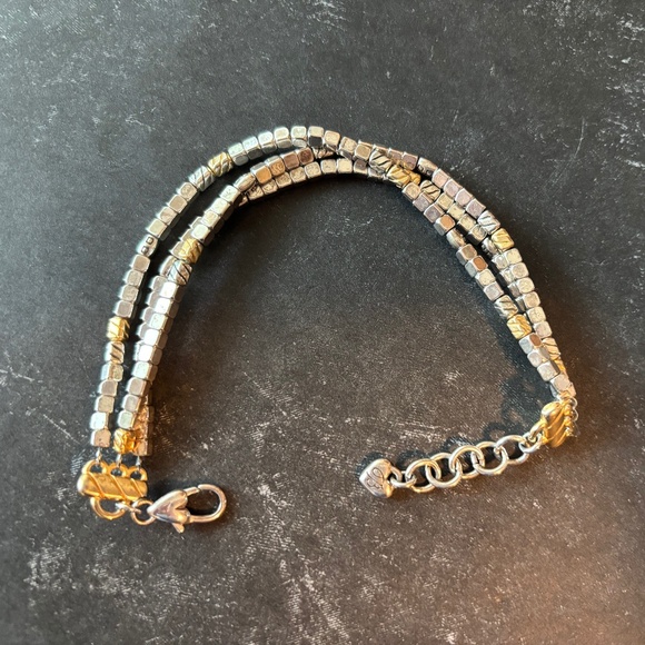 Brighton Silver Gold Tone Three Strand Cube Bracelet - Picture 1 of 9